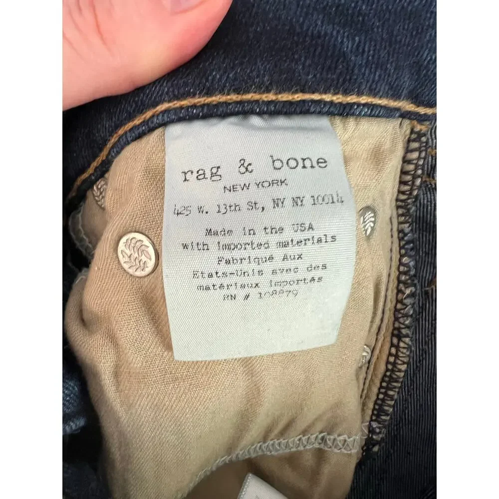 Rag and Bone Dark Wash Skinny Jeans In Shirley High Rise Denim Women's 25 FLAW